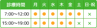 あかはね接骨院・鍼灸院 診療時間